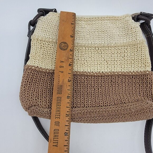 Liz Claiborne Multicolor Tan Cream‎ Crossbody Shoulder Purse Knitted  EUC - Picture 3 of 8